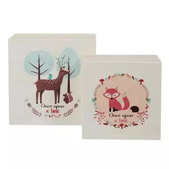 Les Trsors De Lily [A0546] - Набор из 2 деревянных скворечников Жили-были лиса-северный олень - 18x18x8. 5 см