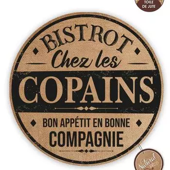 Les Trsors De Lily [A0664] - Салфетка из мешковины Bistrot Chez les Copains бежевый черный - 38 см