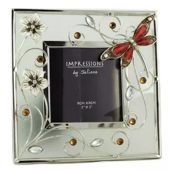 Les Trsors De Lily [A0696] - Фоторамка Шелковая стрекоза серебристо-коричневая - 15x15 см (картинка 7. 5х7. 5 см).