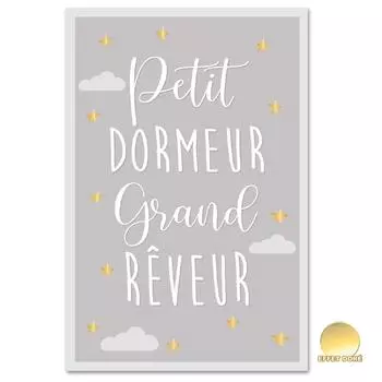 Les Trsors De Lily [A0718] - Детский холст Маленький спящий большой мечтатель серый - 30x20 см серый