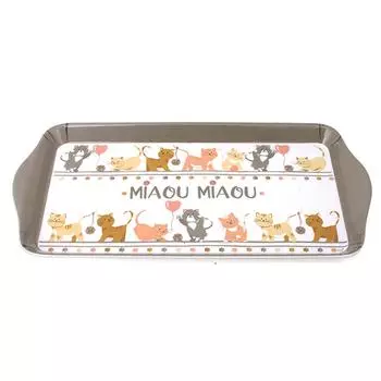 Les Trsors De Lily [A1094] - Меламиновый поднос для торта Cats розового серо-коричневого цвета (Мяу-мяу) - 30. 5x15см