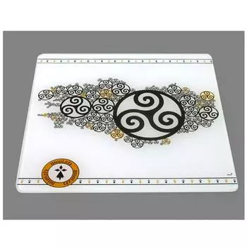 Les Trsors De Lily [A1098] - Подстаканник Triskel стекло чёрно-белая охра - 20x20 см