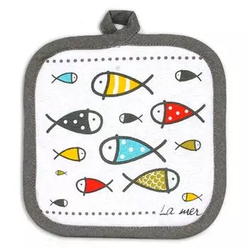 Les Trsors De Lily [A1105] - Прихватка для посуды хлопковая Рыбка - Море разноцветная - 20x20 см