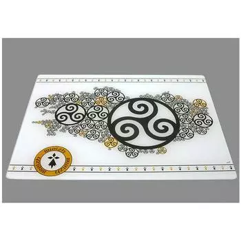 Les Trsors De Lily [A1106] - Стеклянная разделочная доска Triskel черная белая охра - 40x30 см