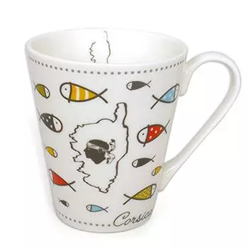 Les Trsors De Lily [A1142] - Разноцветная фарфоровая кружка «Корсика» (Рыбы) - 10x8. 5 см (32. 5 кл)
