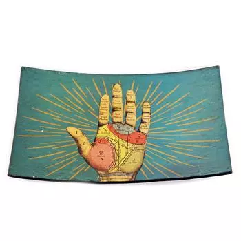 Les Trsors De Lily [A1410] - Пустая стеклянная карманная тарелка Френология (рука) - 23x15x3см