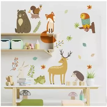 Les Trsors De Lily [A1562] - Лист наклеек Животные леса разноцветный - 50x70 см