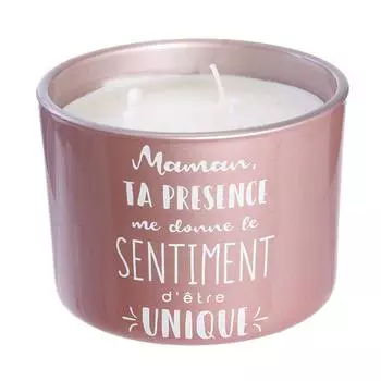 Les Trsors De Lily [A1666] - Ароматическая свеча из розового стекла Maman (Ваше присутствие заставляет меня чувствовать себя уникальным) 3 фитиля - 11x8 см (летние цветы)
