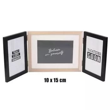 Les Trsors De Lily [A1781] - Деревянный коллаж Бохо бежевый черный (3 картины 10х15см ) - 48x17см чёрный