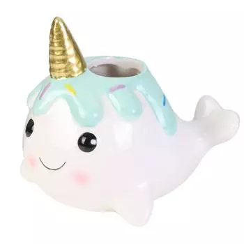 Les Trsors De Lily [A1810] - Керамический держатель для зубных щеток Whale бело-голубой - 10x13 см