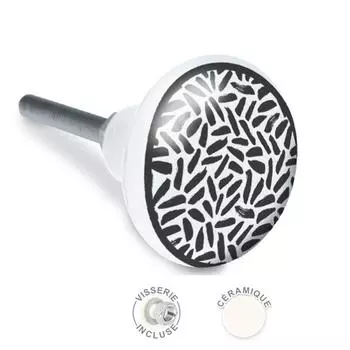 Les Trsors De Lily [A2097] - Ручка мебельная керамическая Boho черно-белая - 65x35 мм