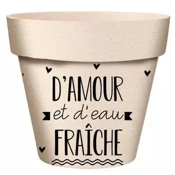 Les Trsors De Lily [A2159] - Бамбуковый вазон Messages бежевый черный (любовь и пресная вода) - 22x21см