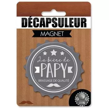 Les Trsors De Lily [A2225] - Юмористическая магнитная открывалка для бутылок Дедушка серая (дедушкино пиво) - 80x15 мм