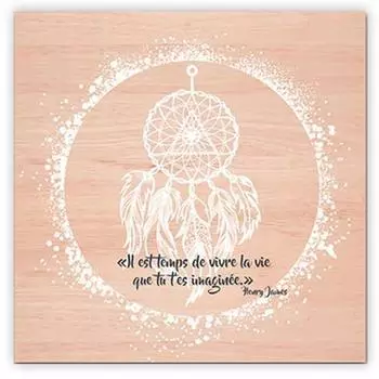 Les Trsors De Lily [A2234] - Дзен-канвас «Ловец снов», бежевый (Пришло время жить той жизнью, которую вы себе представляли (Генри Джеймс)) - 40x40см