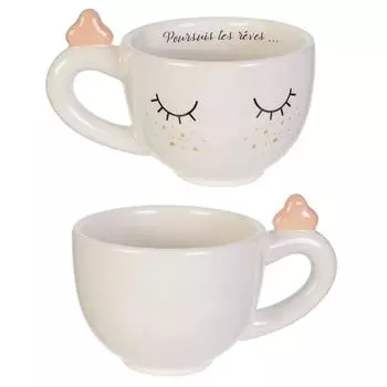Les Trsors De Lily [A2267] - Кружка керамическая Diva - Sleepy Eyes бежевая (Следуй за своей мечтой) - 90x70мм (20 мл)