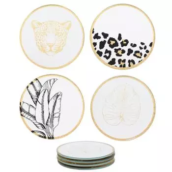 Les Trsors De Lily [A2290] - 4 подставки Джунгли белое золото черный (Verre) - 10 см