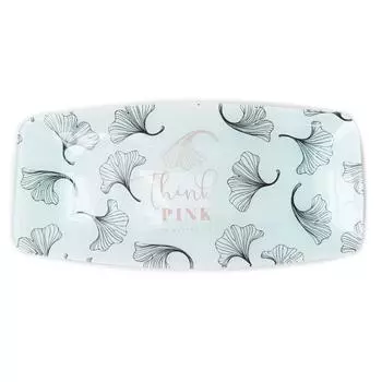 Les Trsors De Lily [A2315] - Поднос для стеклянных чашек / белое блюдо для торта Ginkgo Biloba - 29x14 см (думай о розовом для лучшей жизни)