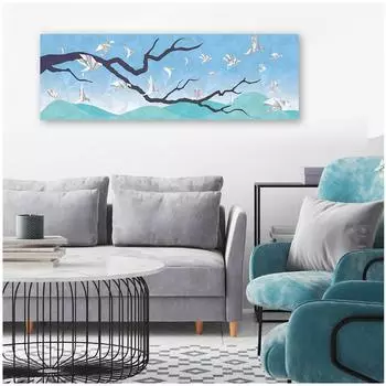 Les Trsors De Lily [A2326] - Вегетарианская канва Origami Birds синяя - 90x30 см синий