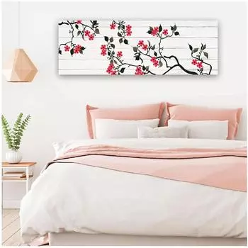 Les Trsors De Lily [A2328] - Холст с растительными звездами Floral Print красно-серый - 90x30 см