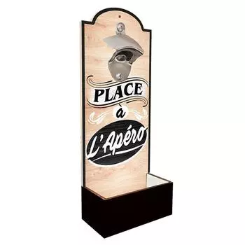 Les Trsors De Lily [A2421] - Деревянная настенная открывалка для бутылок Place l Apero бежевая - 30x12 см