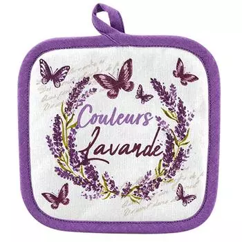 Les Trsors De Lily [A2423] - Прихватка для посуды хлопковая Lavender Colors фиолетово-белая - 20x20 см