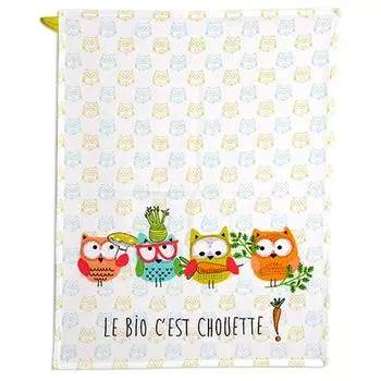 Les Trsors De Lily [A2434] - Разноцветное белое хлопковое кухонное полотенце Owls (органика отличная! ) - 60x45см