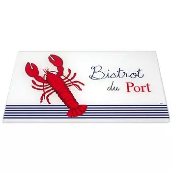 Les Trsors De Lily [A2467] - Разделочная доска/подставка Bistrot du Port стекло красный синий белый (Омар) - 30x20см