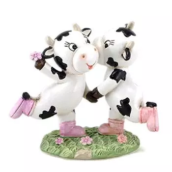 Les Trsors De Lily [A2485] - Фигурка из смолы Священная корова черный белый розовый - 95x80x55 мм (пара) чёрный