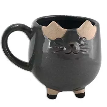 Les Trsors De Lily [A2500] - Кашпо керамическое Cats темно-серое - 11x10x14 см