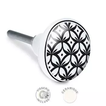 Les Trsors De Lily [A2524] - Ручка мебельная керамическая Boho черно-белая - 65x35 мм