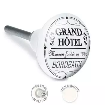 Les Trsors De Lily [A2535] - Ручка керамическая Grand Hotel черно-белая - 65x35 мм чёрный