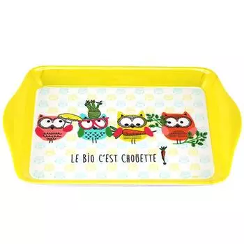 Les Trsors De Lily [A2549] - Маленький меламиновый поднос Owls разноцветный желтый (Органика это здорово! ) - 21x14см