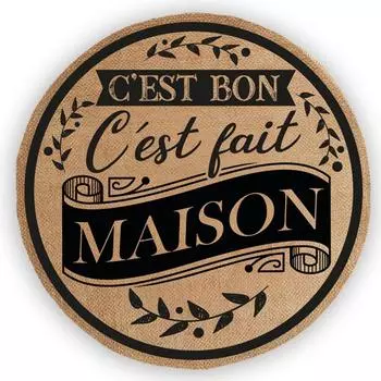 Les Trsors De Lily [A2739] - Салфетка из мешковины C est bon- c est Fait Maison бежево-черная - 38 см