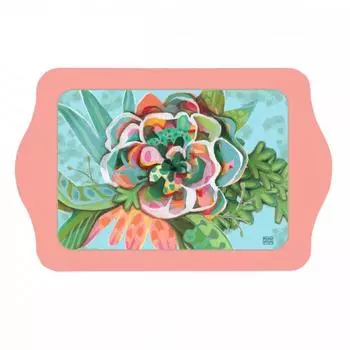 Les Trsors De Lily [A2778] - Маленький металлический поднос Allen Designs зелено-розовый - 21x14 см