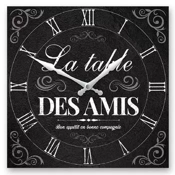 Les Trsors De Lily [A2860] - Часы настенные деревянные La Table des Amis черные - 28x28 см