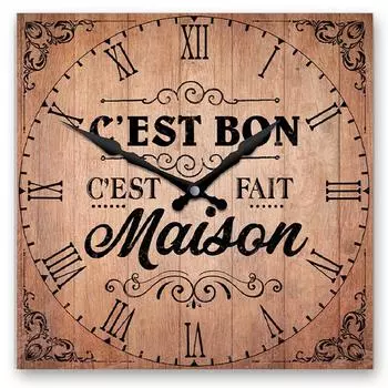 Les Trsors De Lily [A2861] - Часы настенные деревянные C est bon- c est Fait Maison коричневые - 28x28 см