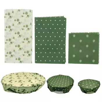 Les Trsors De Lily [A2888] - Набор из 3 зеленых пищевых салфеток Пчелиный воск - 20x20-20x30 и 35x35 см. (многоразовый)