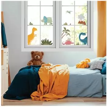 Les Trsors De Lily [A2895] - Наклейки на окна Динозавры разноцветные - 40x30 см (2 штуки)