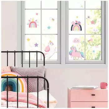 Les Trsors De Lily [A2896] - Многоцветные оконные наклейки Единорог, мой единорог - 40x30 см (2 штуки)