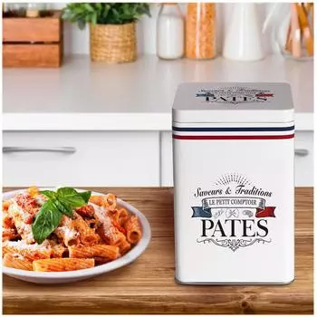 Les Trsors De Lily [A3027] - Металлическая коробка для пасты Le Petit Comptoir белая (вкусы и традиции) - 18x12x12см