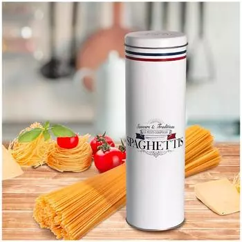 Les Trsors De Lily [A3028] - Металлическая коробка для спагетти Le Petit Comptoir белая (вкусы и традиции) - 300x85 мм