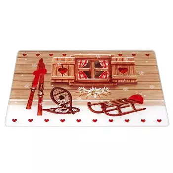 Les Trsors De Lily [A3200] - Стеклянная разделочная доска / подставка Chalet красно-коричневого цвета - 30x20 см