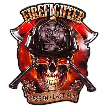 Les Trsors De Lily [A3210] - Жестяная табличка в стиле ретро Пожарный красно-черная - 50x43 см