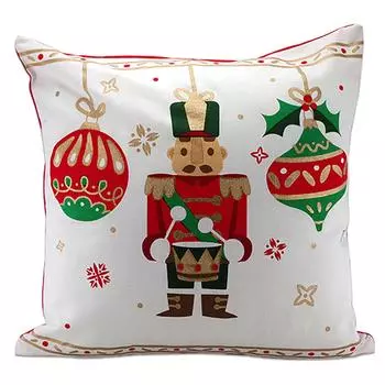 Les Trsors De Lily [A3234] - Подушка из хлопка Щелкунчик красно-зелено-белая - 40x40 см (рождество)