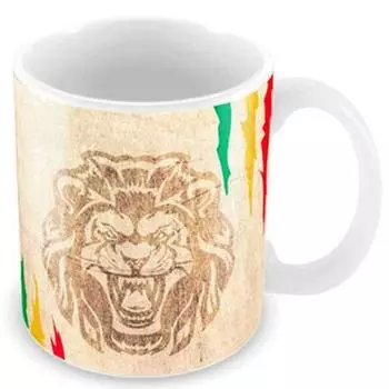 Les Trsors De Lily [A3284] - Фарфоровая кружка Jamaica бежевый, зеленый, желтый, красный (лев) - 9. 5x8см