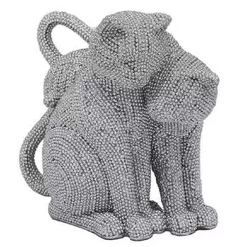 Les Trsors De Lily [A3309] - Фигурка из смолы «Кошки», серебристо-серый горный хрусталь (пара) - 15x14x10см