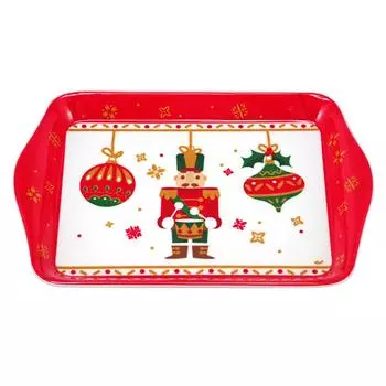 Les Trsors De Lily [A3336] - Маленький меламиновый поднос Щелкунчик красно-белый - 21x14 см