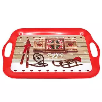 Les Trsors De Lily [A3341] - Большой меламиновый поднос Chalet красно-коричневого цвета - 41x28 см