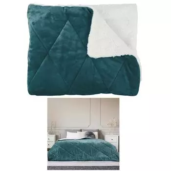 Les Trsors De Lily [A3520] - Покрывало из фланели Sherpa Scarlett бирюзовый белый - 240x220 см