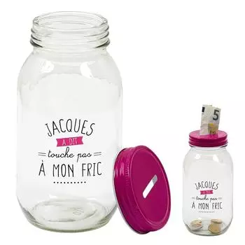 Les Trsors De Lily [A3674] - Стеклянная банка-копилка Жак сказал розовая (не трогай мои деньги) - 17x9см